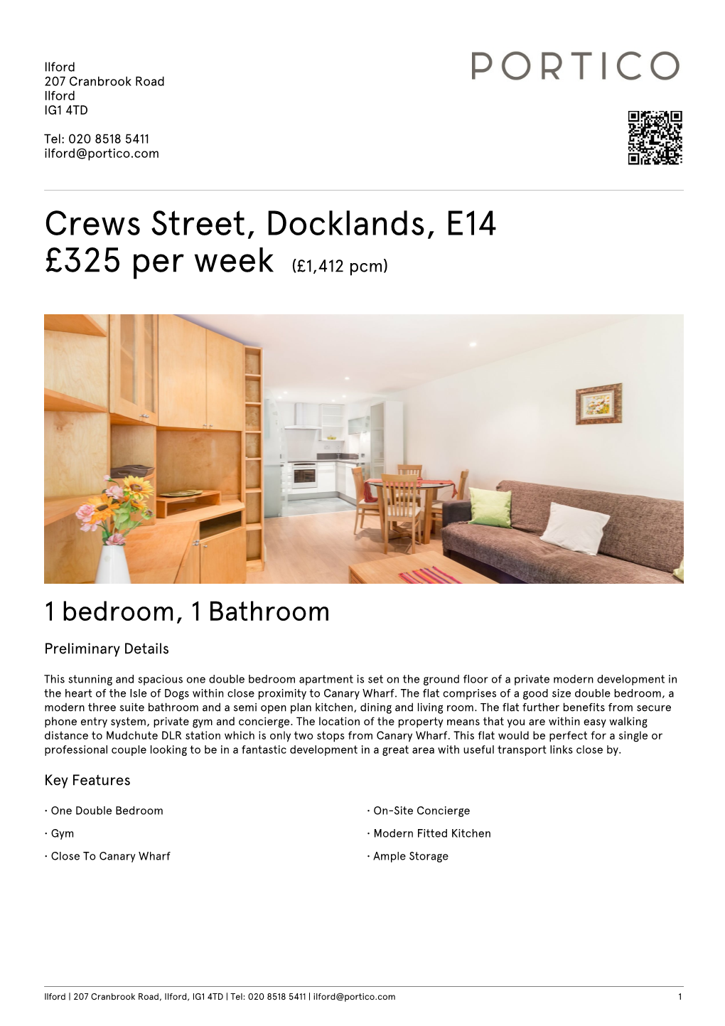 Crews Street, Docklands, E14 £325 Per Week