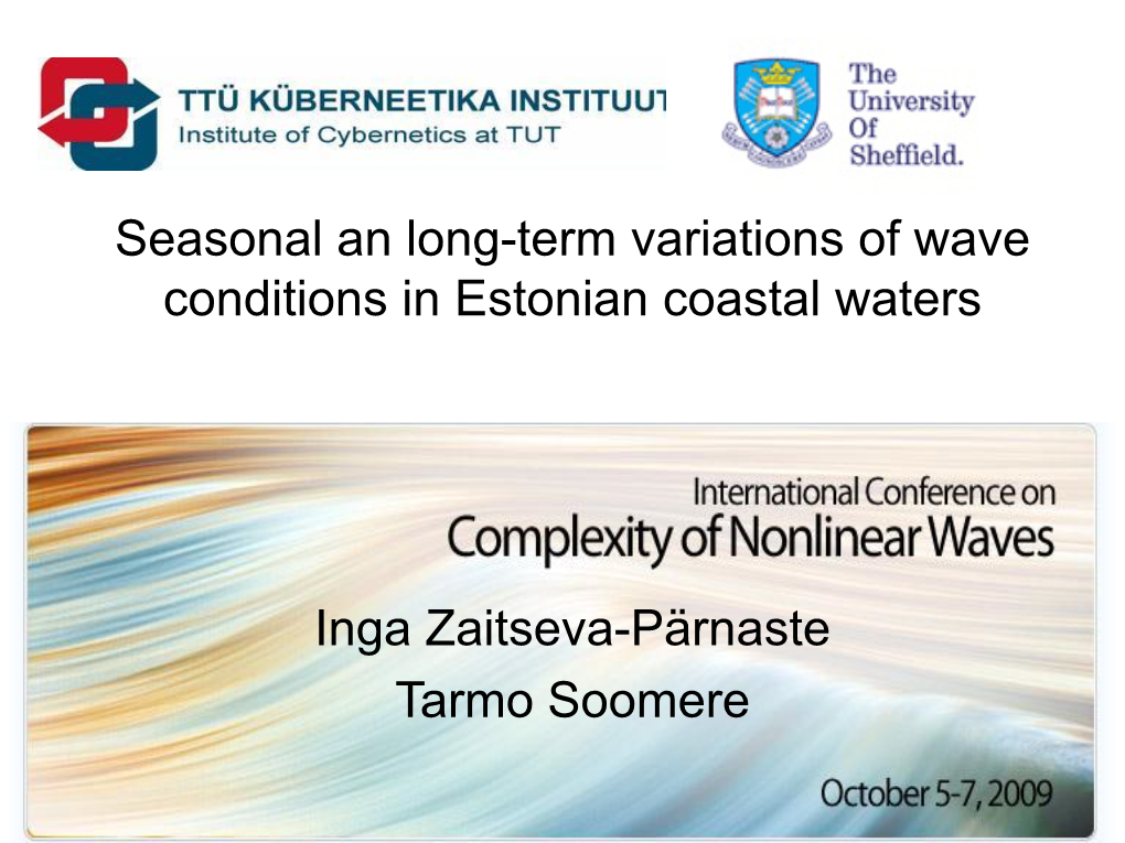 Seasonal an Long-Term Variations of Wave Conditions in Estonian Coastal Waters