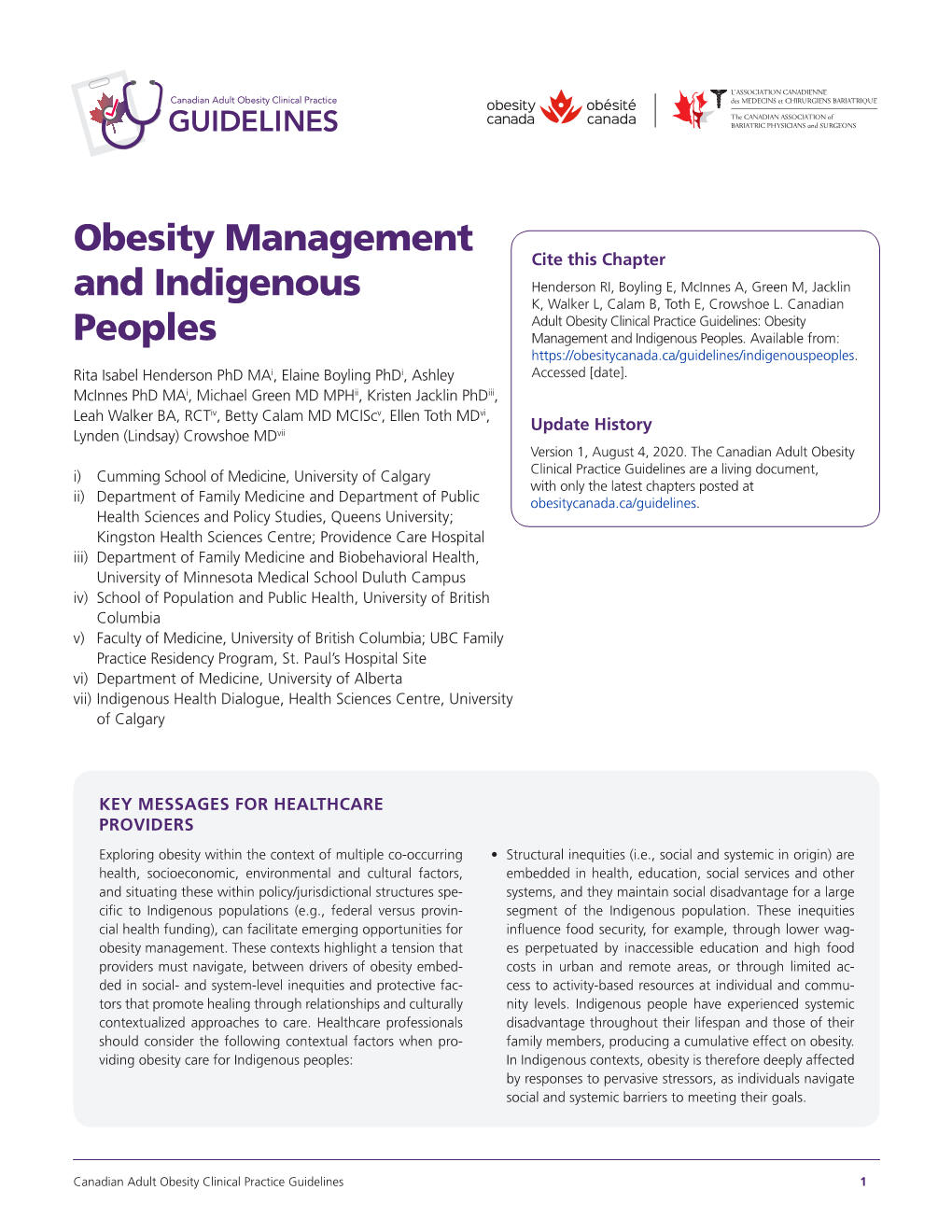 Obesity Management and Indigenous Peoples