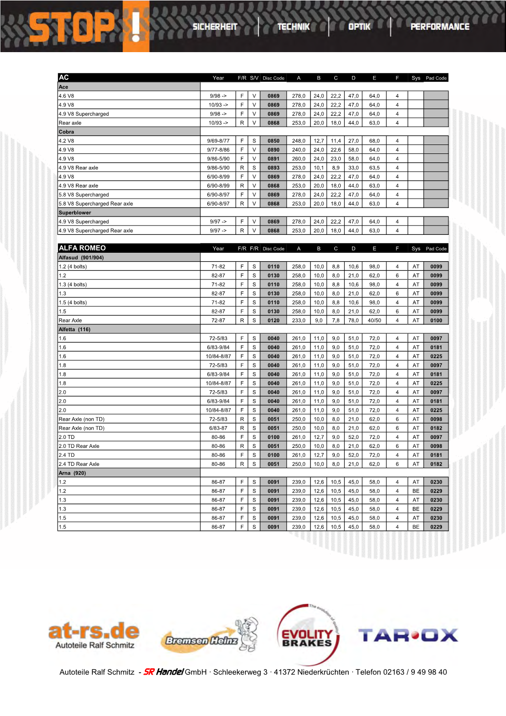 Tarox Katalog 2014