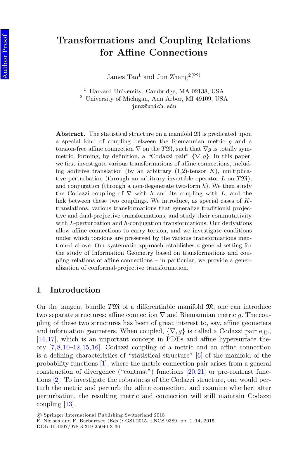 Transformations and Coupling Relations for Affine Connections