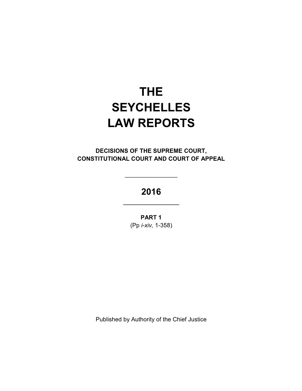 The Seychelles Law Reports