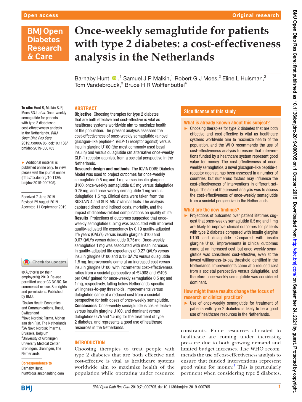 Once-Weekly Semaglutide for Patients with Type 2 Diabetes