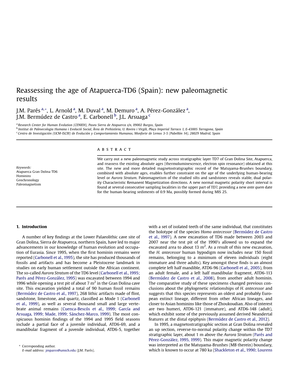 Reassessing the Age of Atapuerca-TD6 (Spain): New Paleomagnetic Results