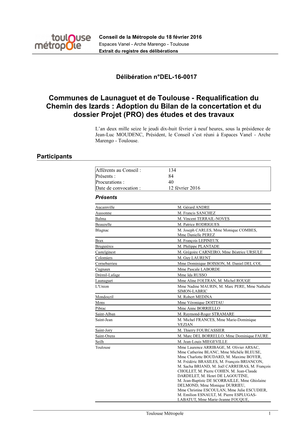 Communes De Launaguet Et De Toulouse