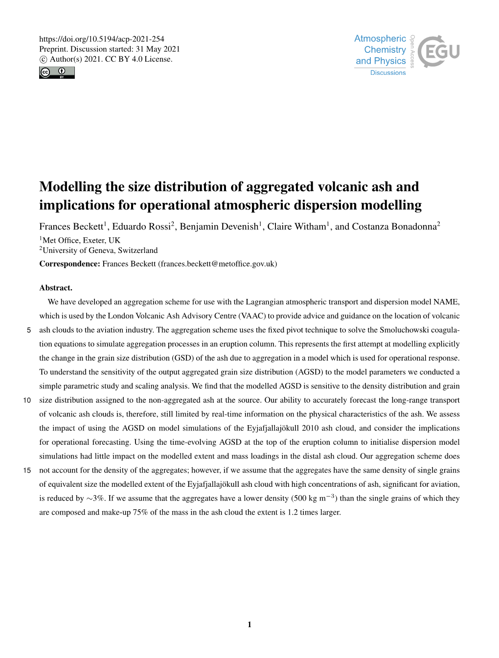 Modelling the Size Distribution of Aggregated Volcanic Ash And