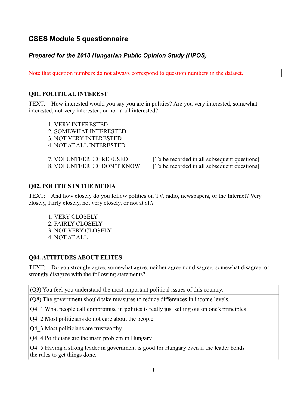 CSES Module 5 Questionnaire