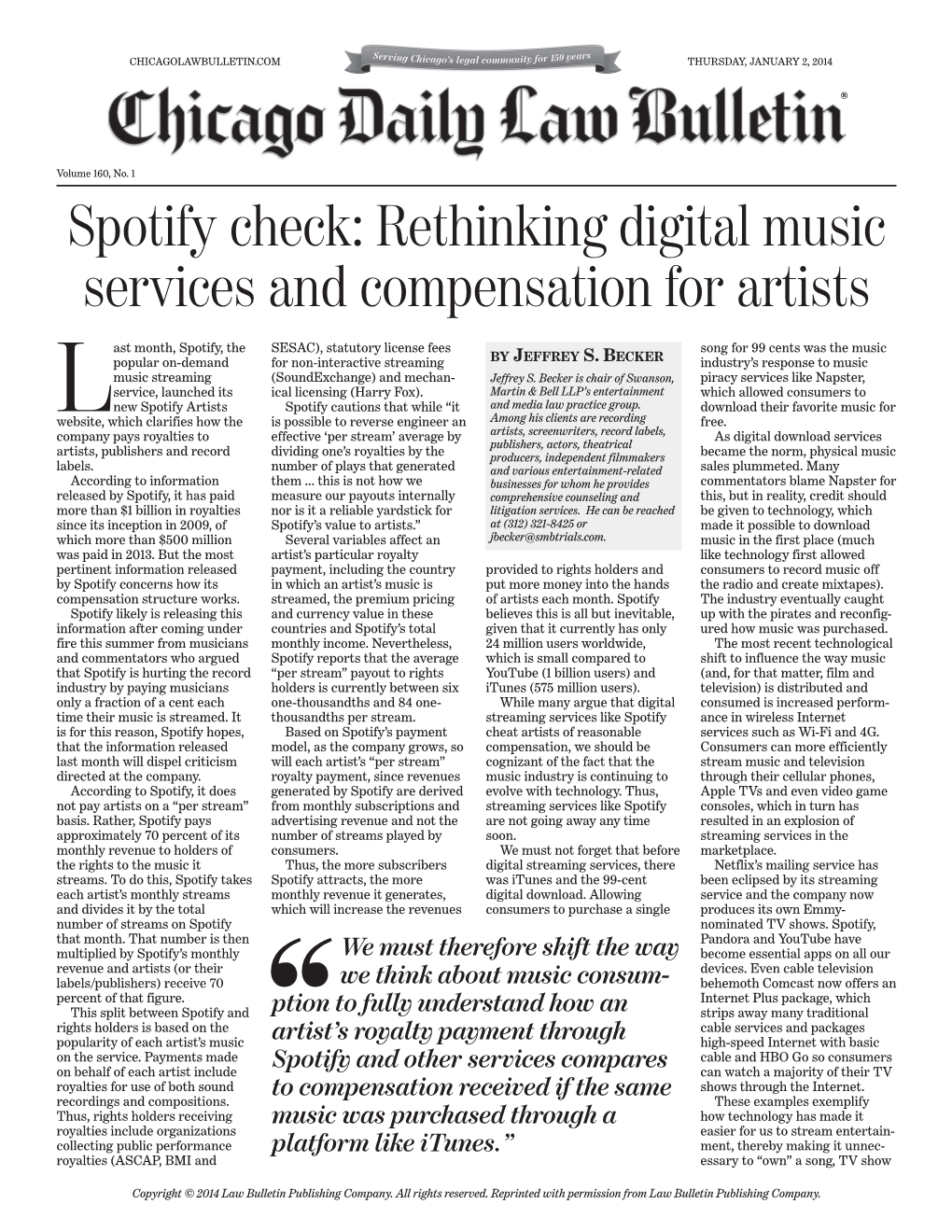 Spotify Check: Rethinking Digital Music Services and Compensation for Artists