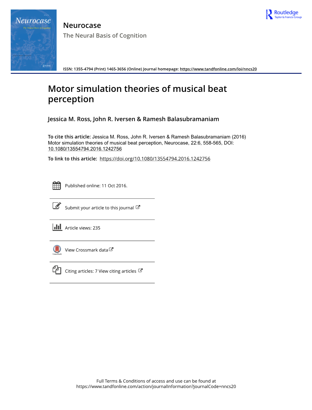 Motor Simulation Theories of Musical Beat Perception