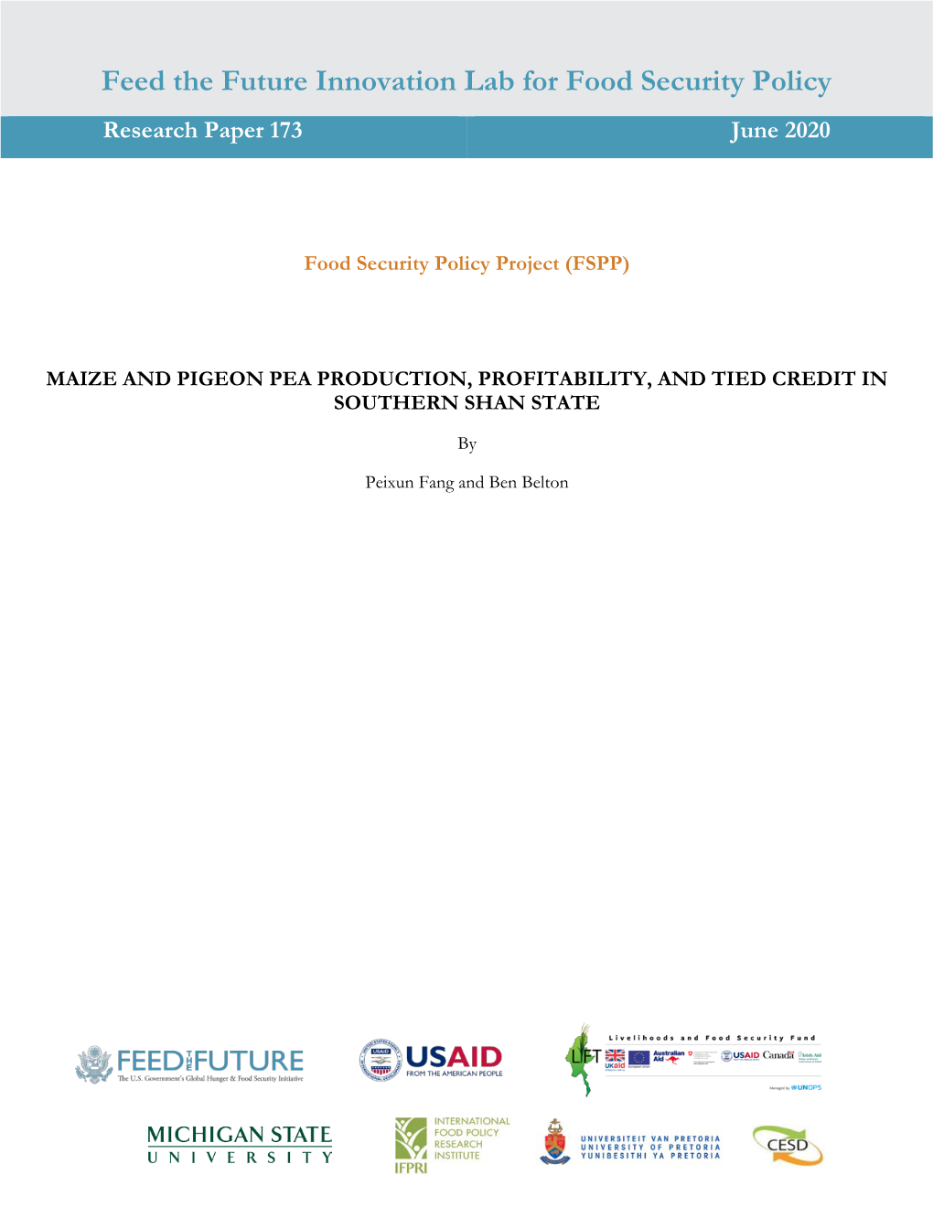 Maize and Pigeon Pea Production, Profitability, and Tied Credit in Southern Shan State