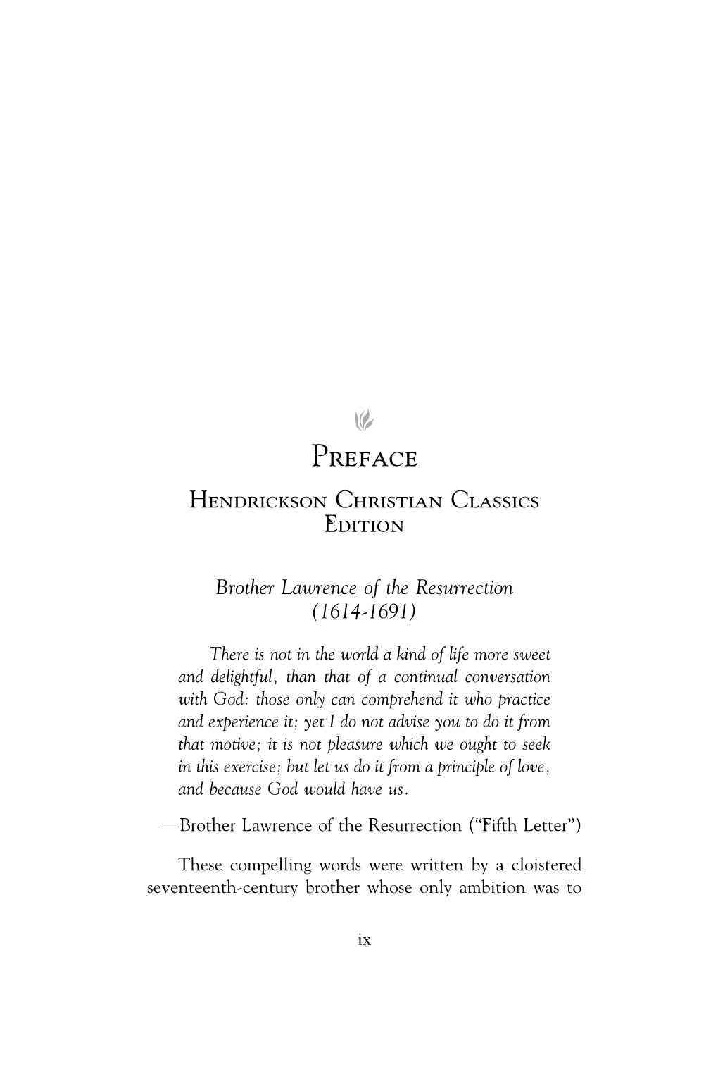 Preface Hendrickson Christian Classics Edition