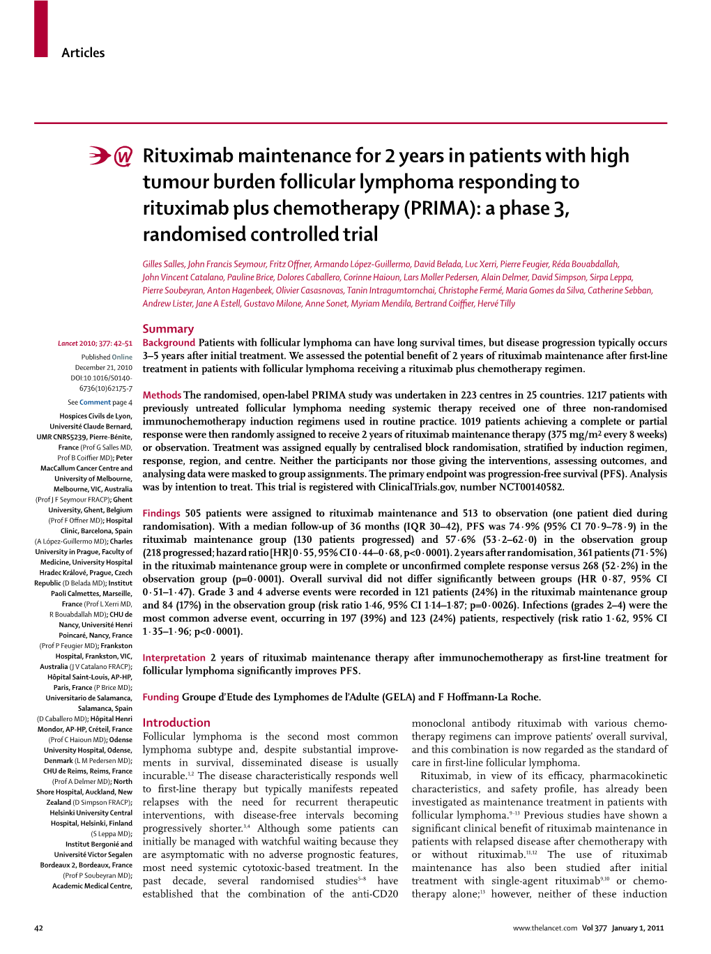 Rituximab Maintenance for 2 Years in Patients with High Tumour Burden