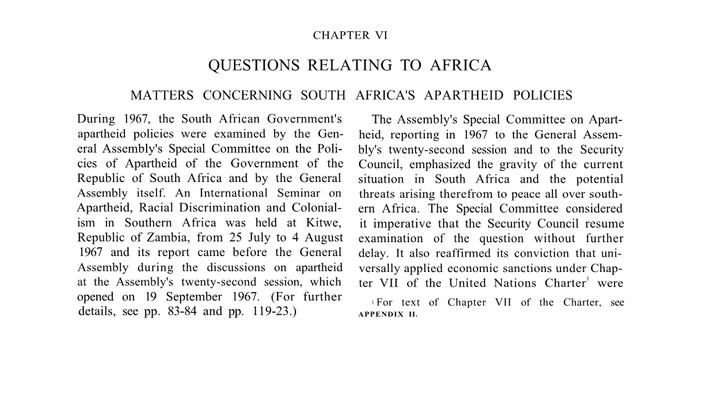 [ 1967 ] Part 1 Sec 1 Chapter 6 Questions Relating to Africa