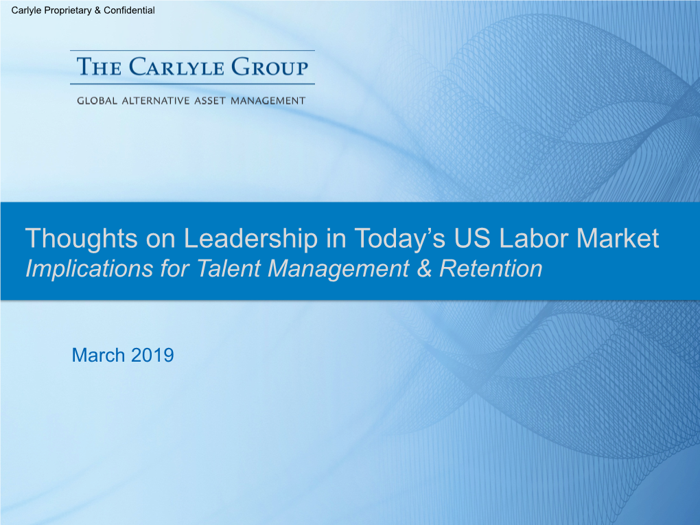 Thoughts on Leadership in Today's US Labor Market