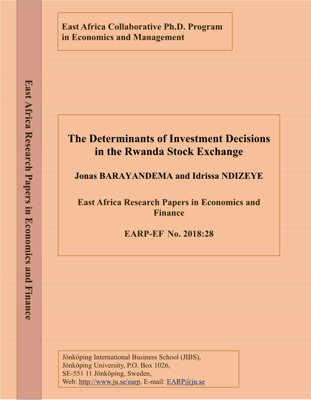 The Determinants of Investment Decisions in the Rwanda Stock Exchange