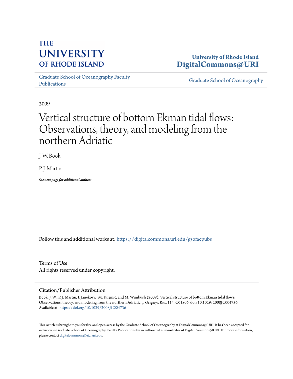 Vertical Structure of Bottom Ekman Tidal Flows: Observations, Theory, and Modeling from the Northern Adriatic J