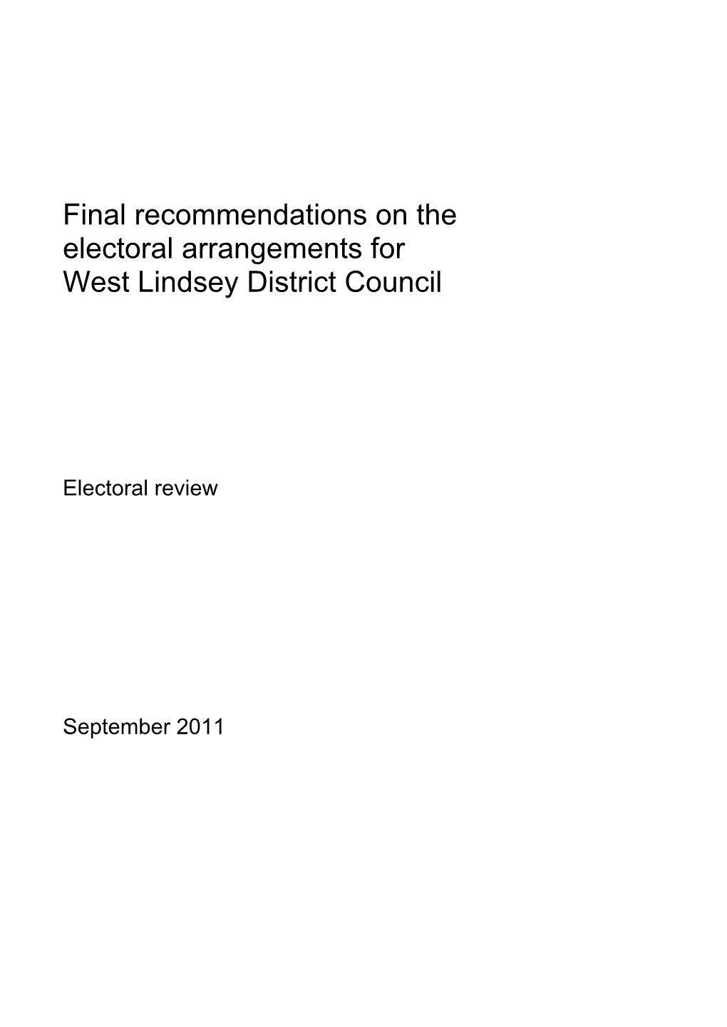 Final Recommendations for West Lindsey District Council