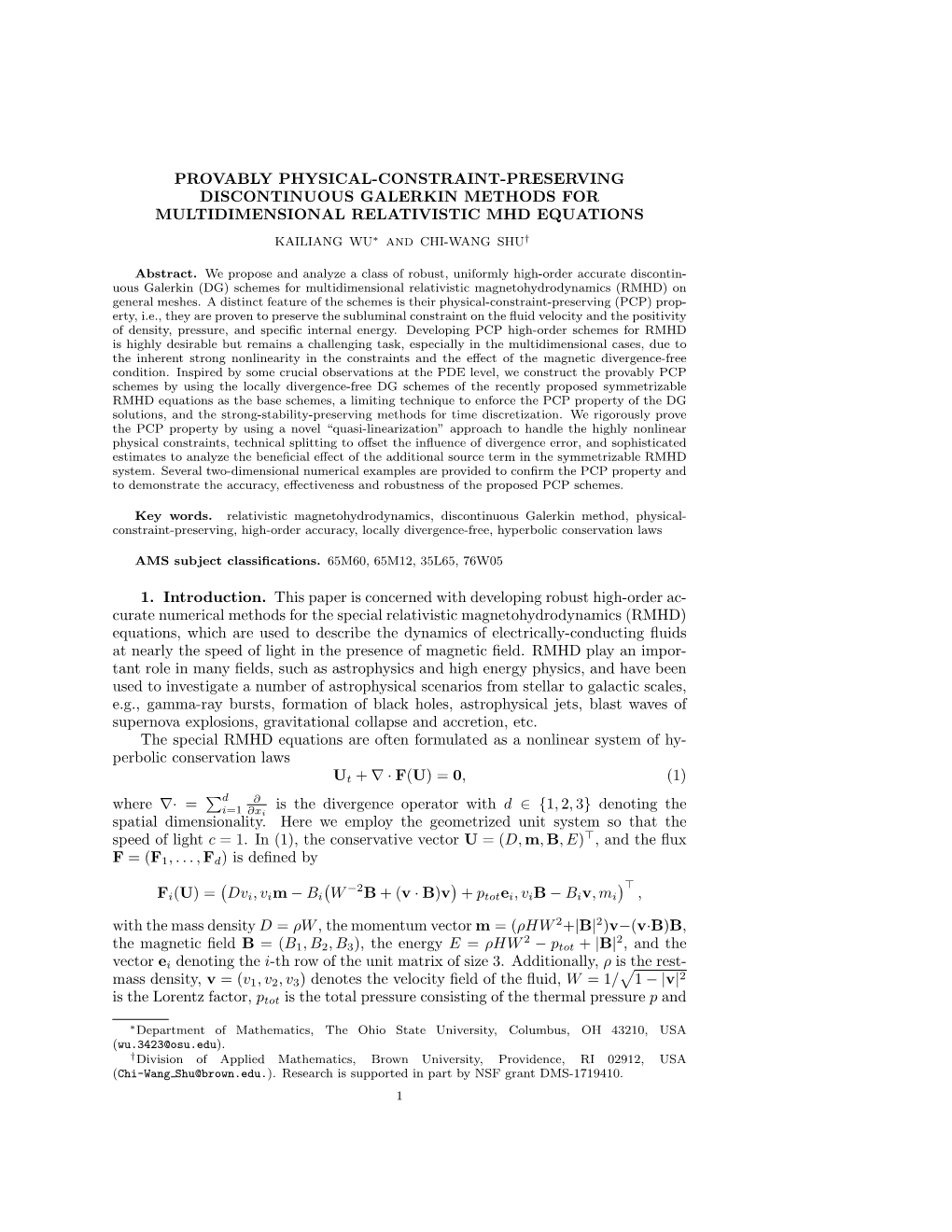 Provably Physical-Constraint-Preserving Discontinuous Galerkin Methods for Multidimensional Relativistic Mhd Equations