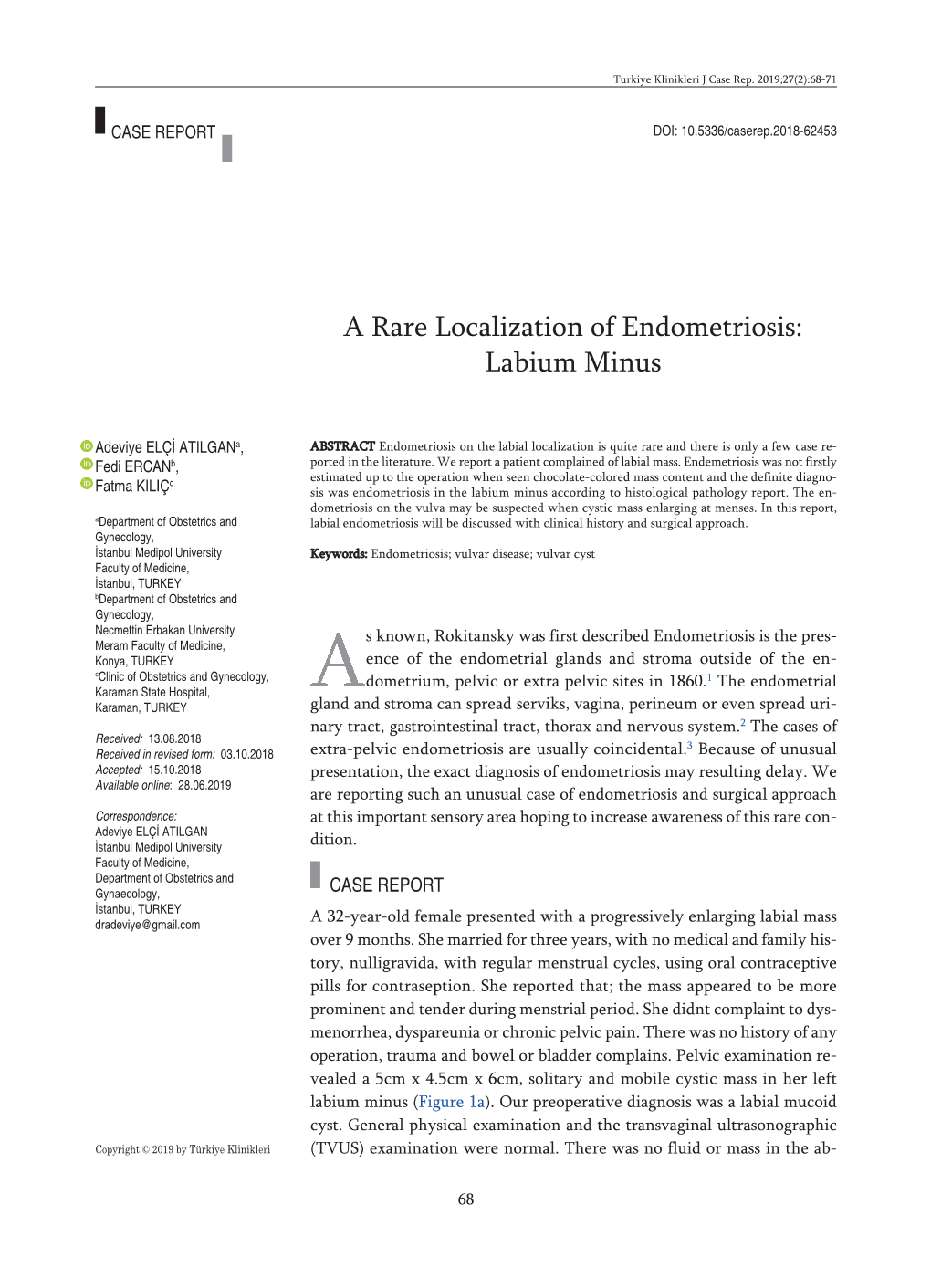 A Rare Localization of Endometriosis: Labium Minus