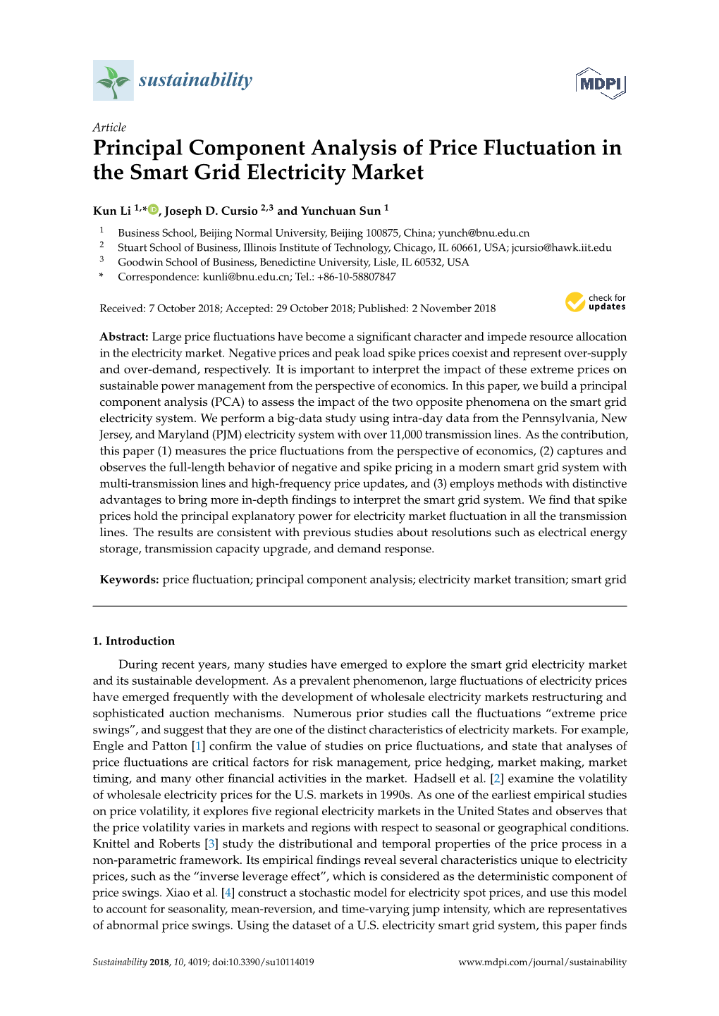 Principal Component Analysis of Price Fluctuation in the Smart Grid Electricity Market