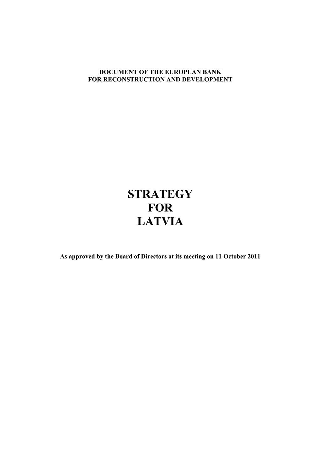 Country Strategy for Latvia [EBRD