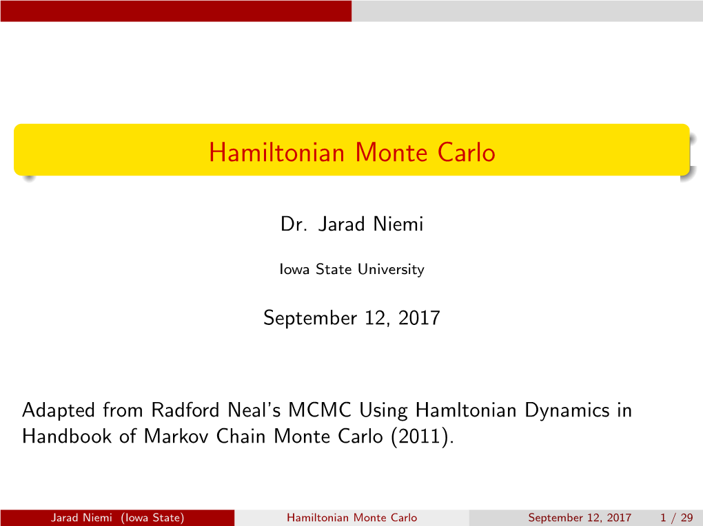 Hamiltonian Monte Carlo