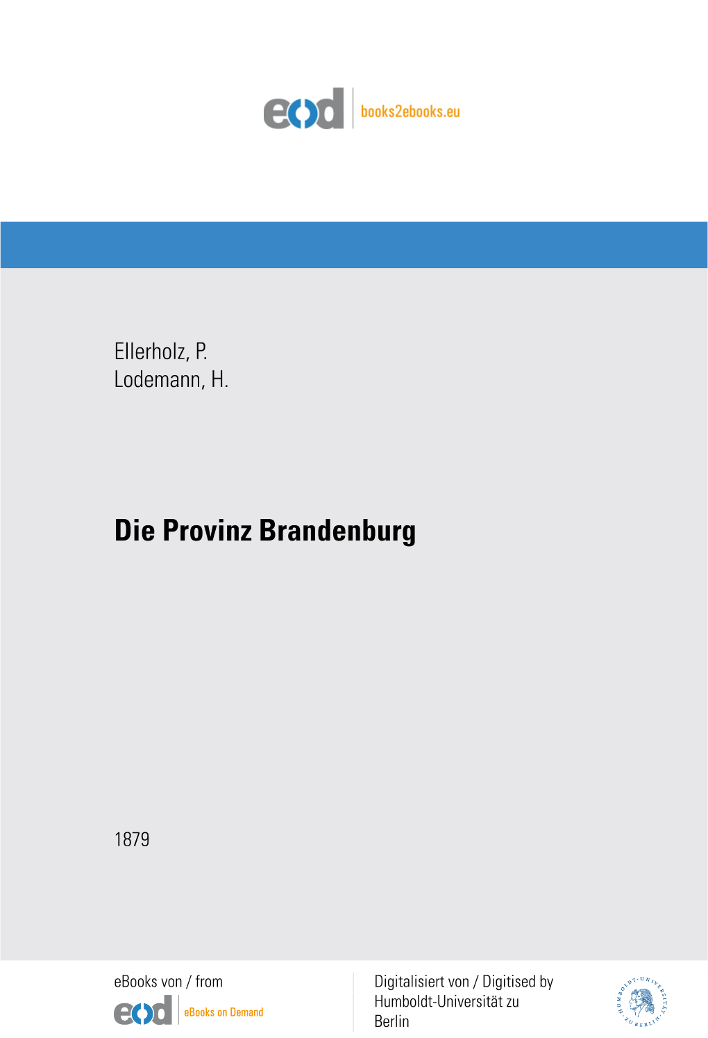 Die Provinz Brandenburg