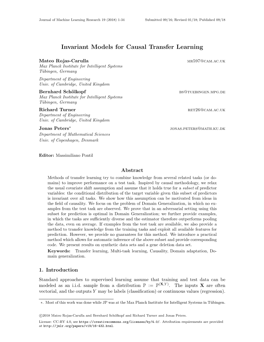 Invariant Models for Causal Transfer Learning