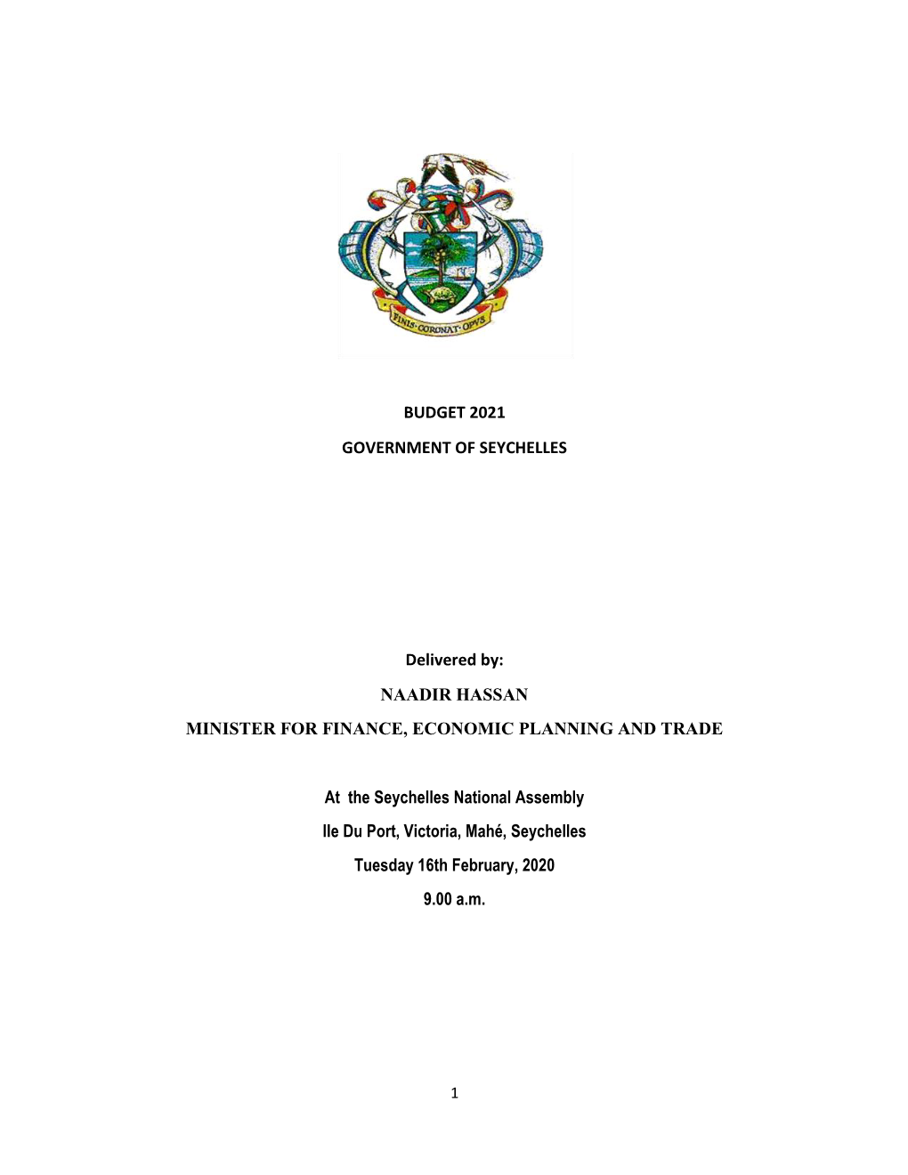 Budget 2021 Government of Seychelles