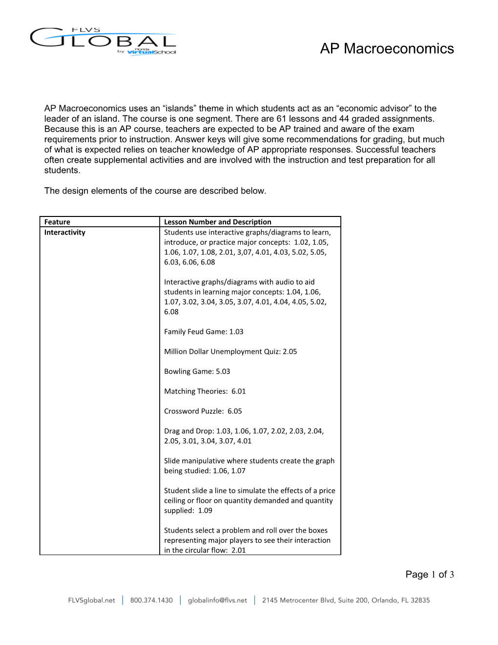 The Design Elements of the Course Are Described Below