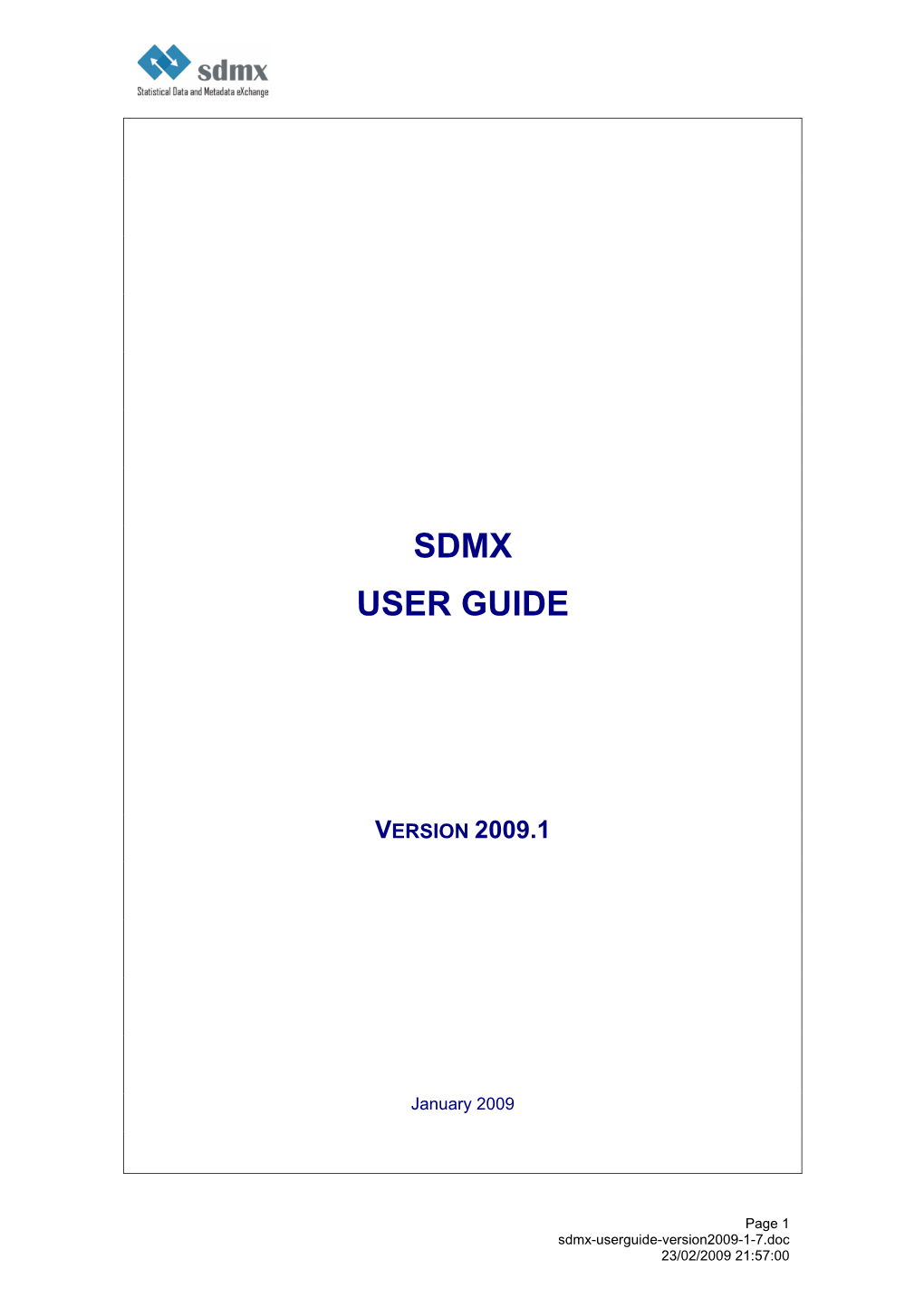 Sdmx User Guide