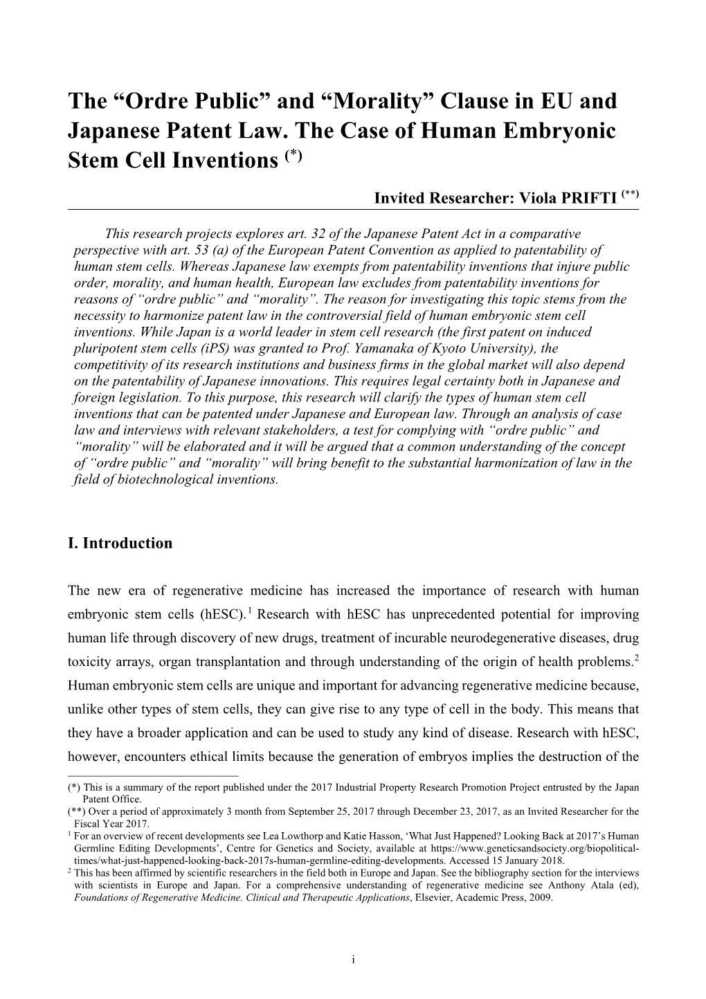 The “Ordre Public” and “Morality” Clause in EU and Japanese Patent Law