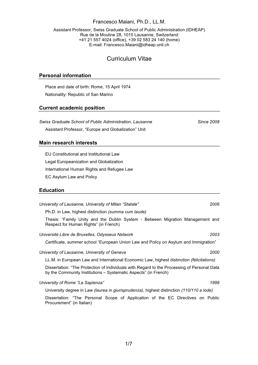 Curriculum Vitae