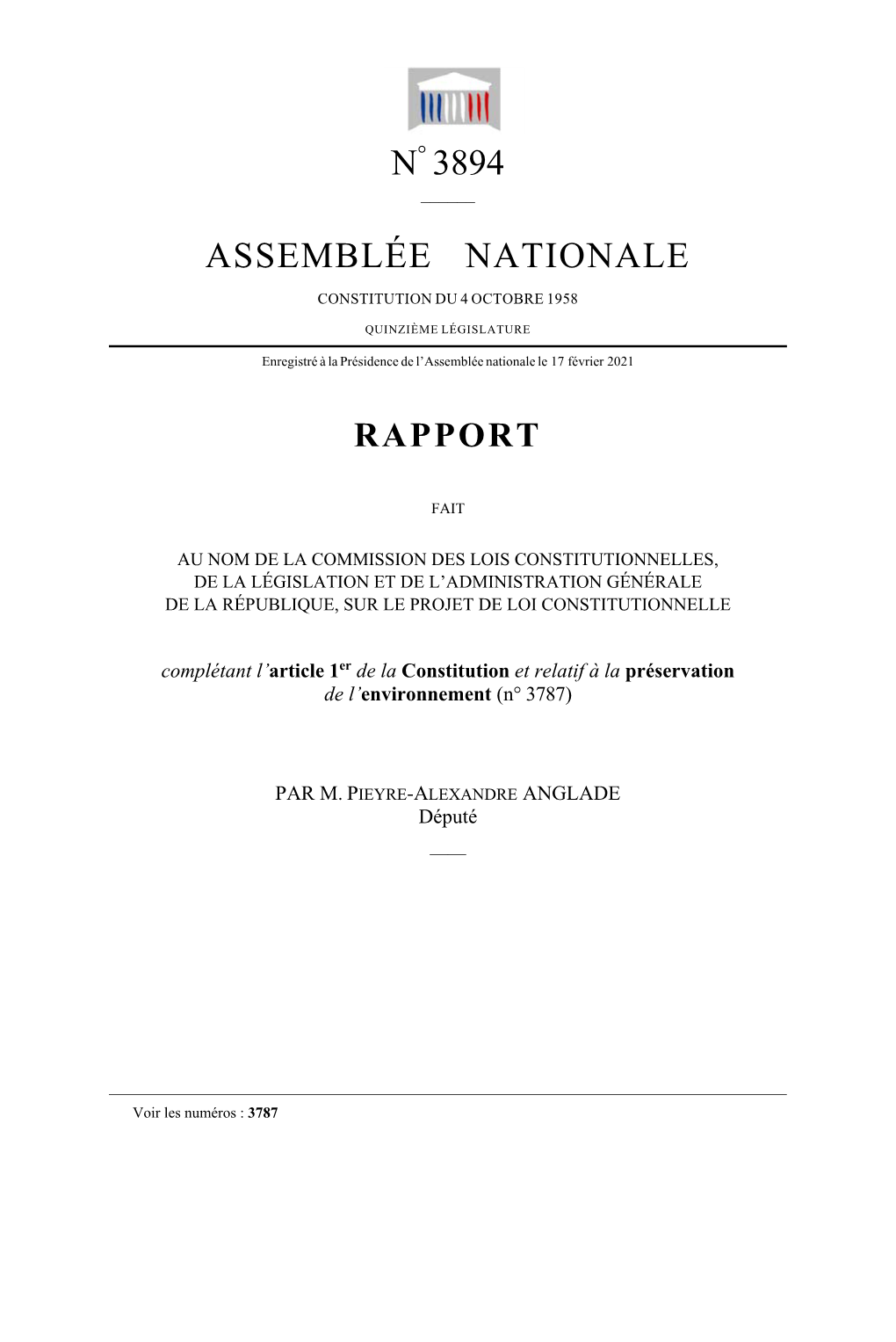 N° 3894 Assemblée Nationale