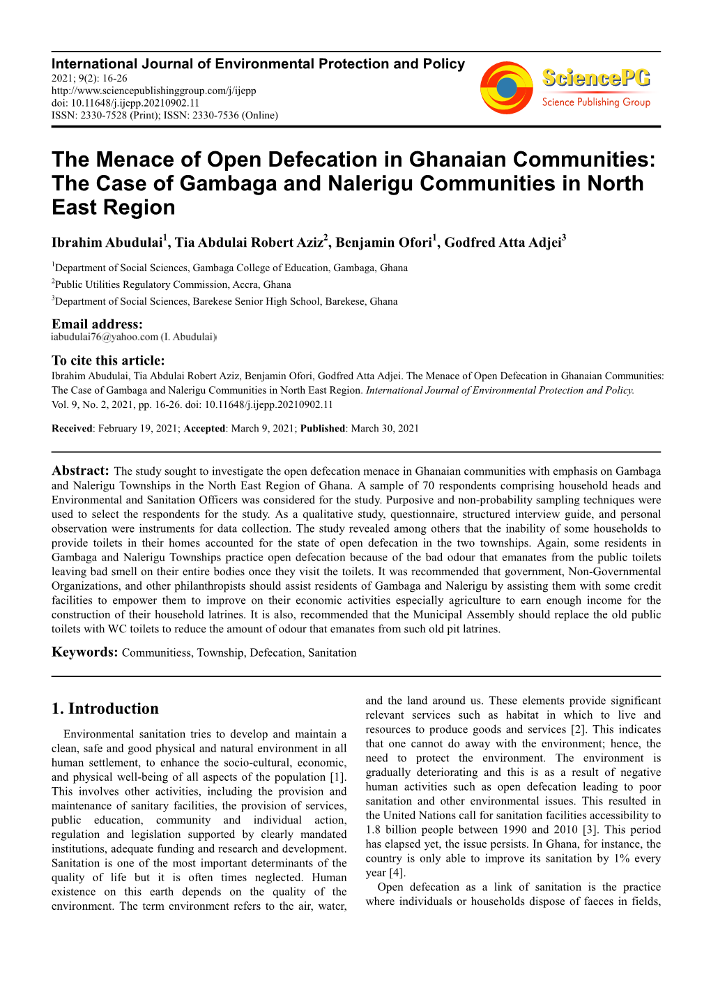 The Case of Gambaga and Nalerigu Communities in North East Region