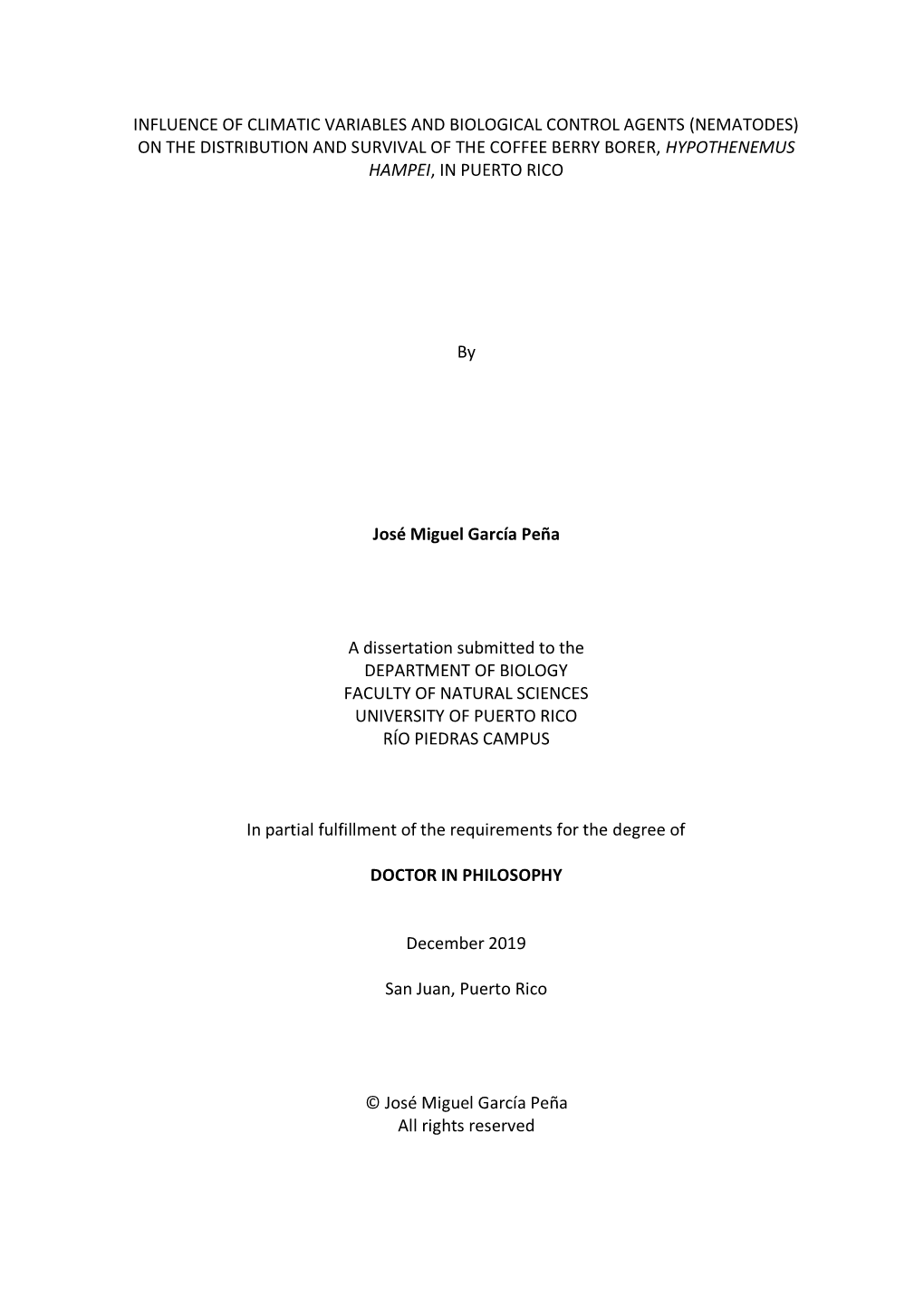 Influence of Climatic Variables and Biological Control Agents