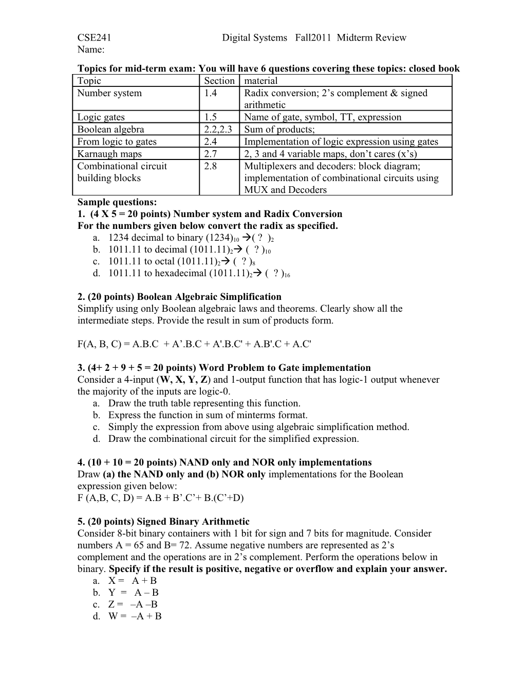 1) (20 Points) Process Synchronization