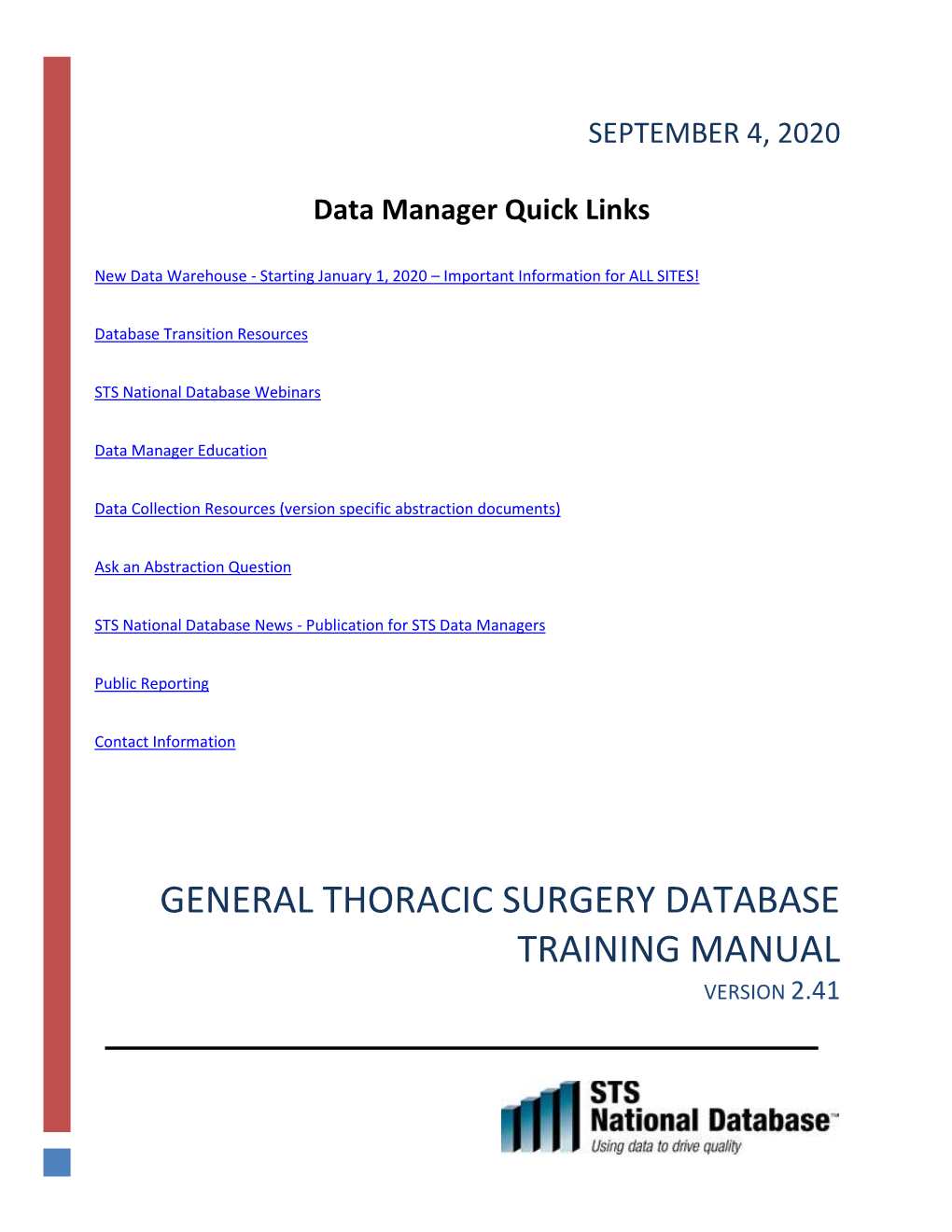 General Thoracic Surgery Database Training Manual Version 2.41
