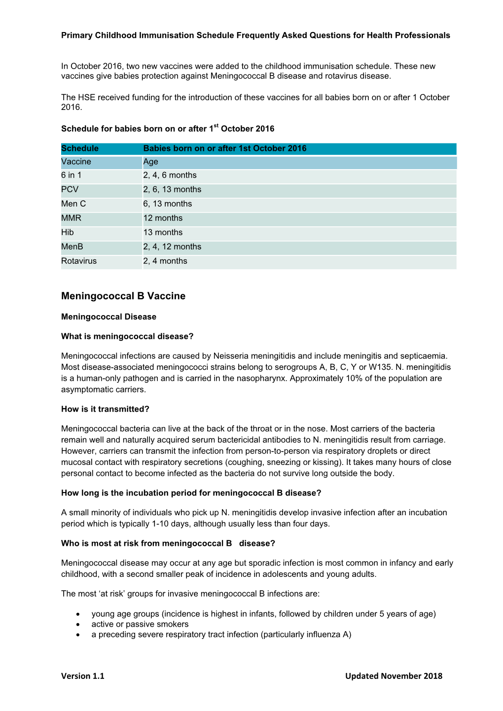 Meningococcal B Vaccine