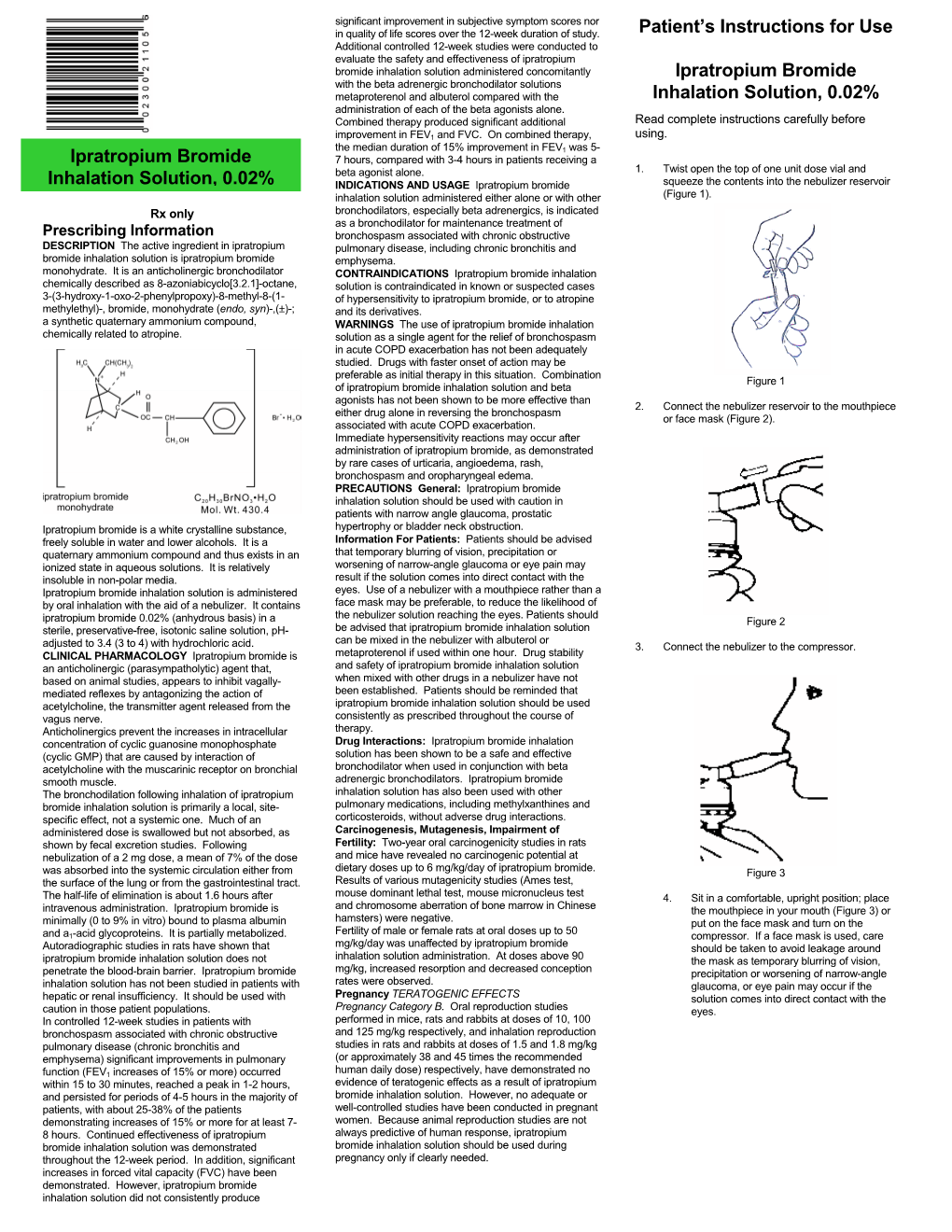 Patient's Instructions for Use Ipratropium Bromide Inhalation