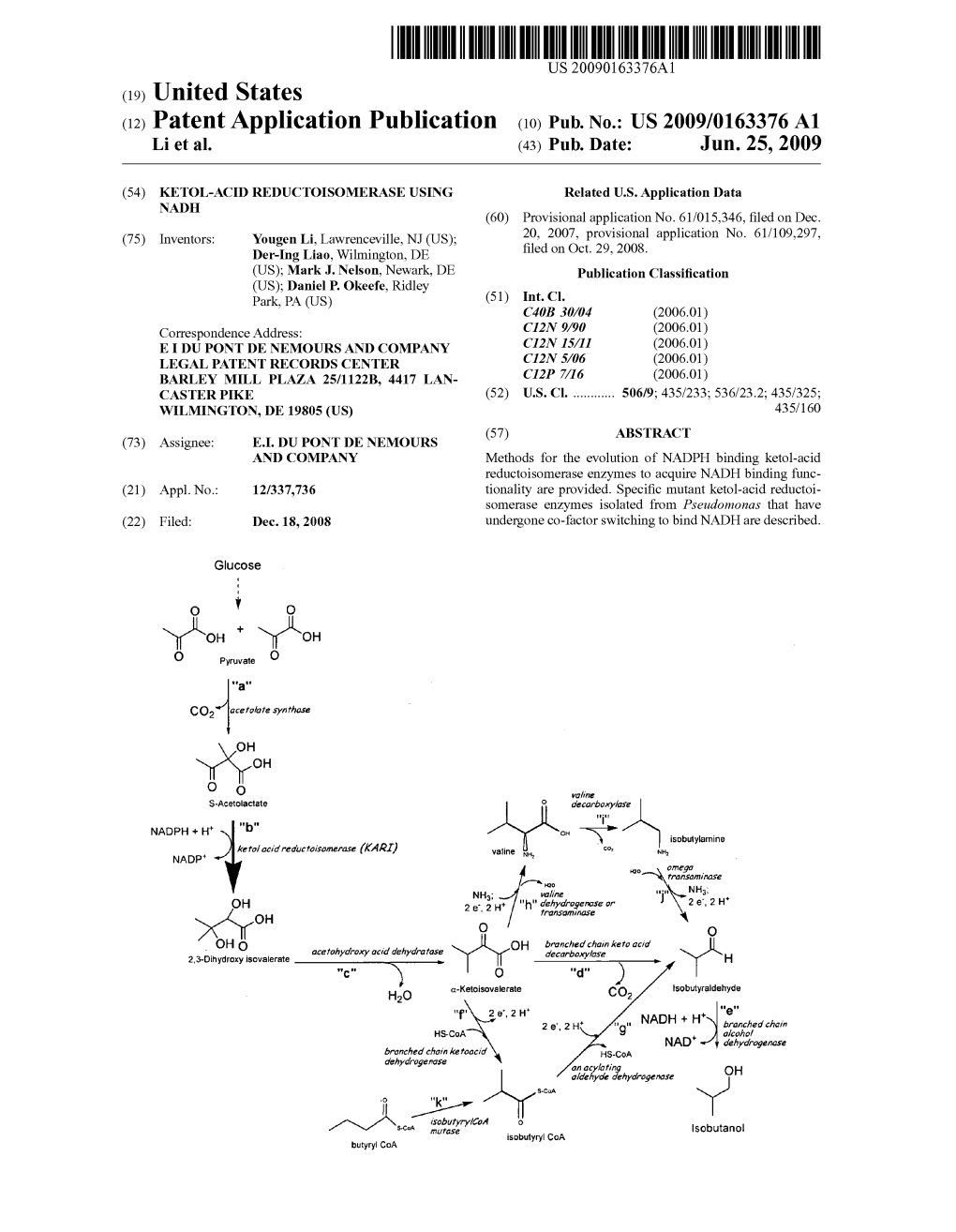 (12) Patent Application Publication (10) Pub. No.: US 2009/0163376 A1 Li Et Al