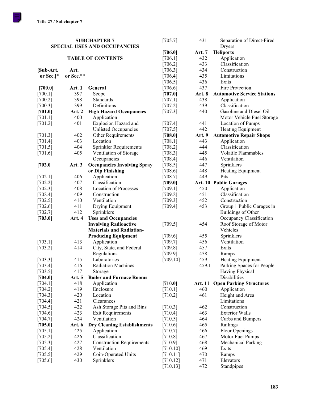 Building Code Title 27 Subchapter 7