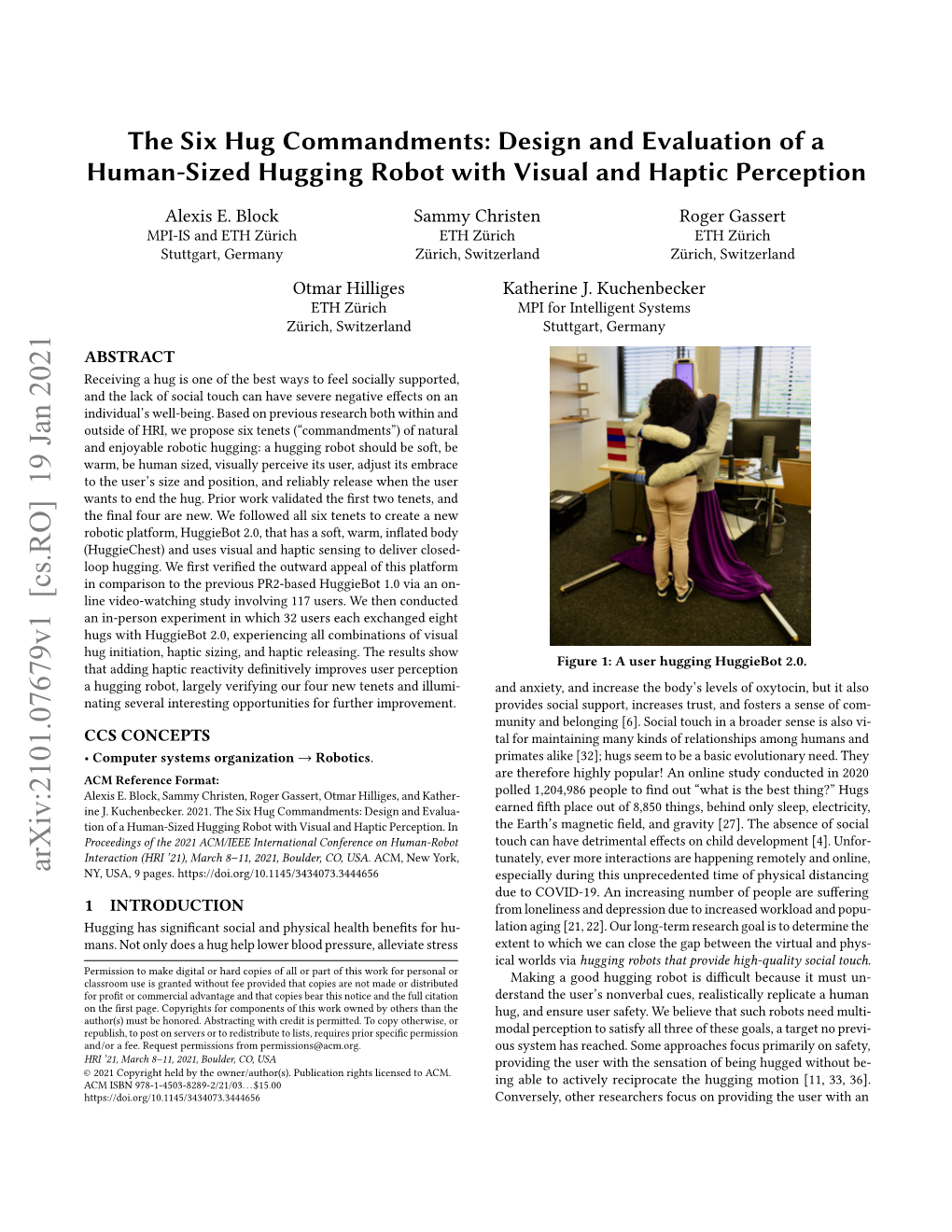 The Six Hug Commandments: Design and Evaluation of a Human-Sized Hugging Robot with Visual and Haptic Perception