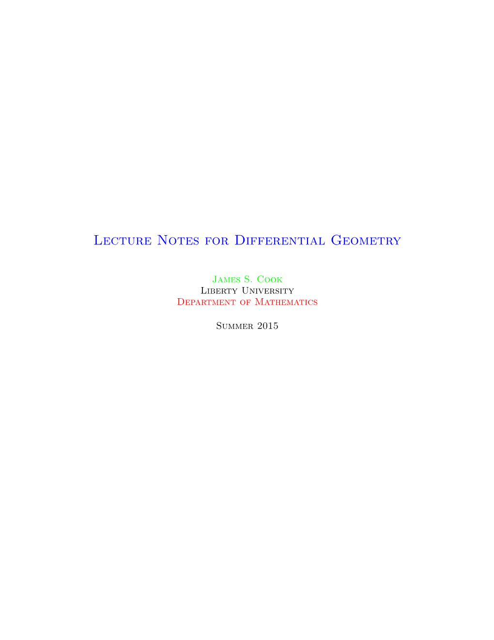 Elementary Differential Geometry