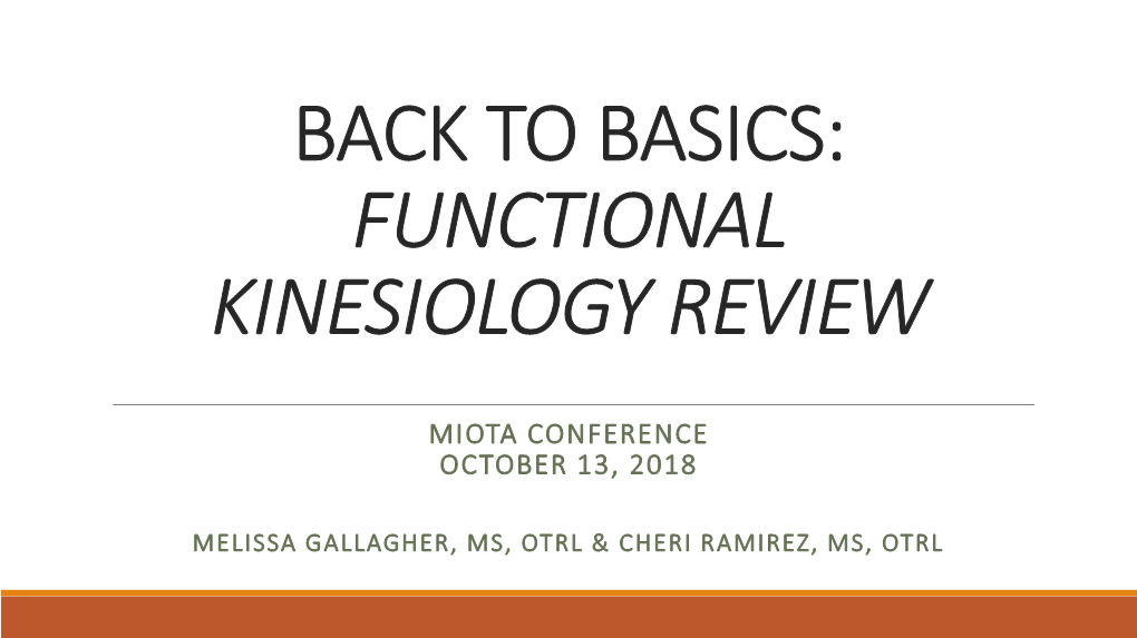 Back to Basics: Functional Kinesiology Review