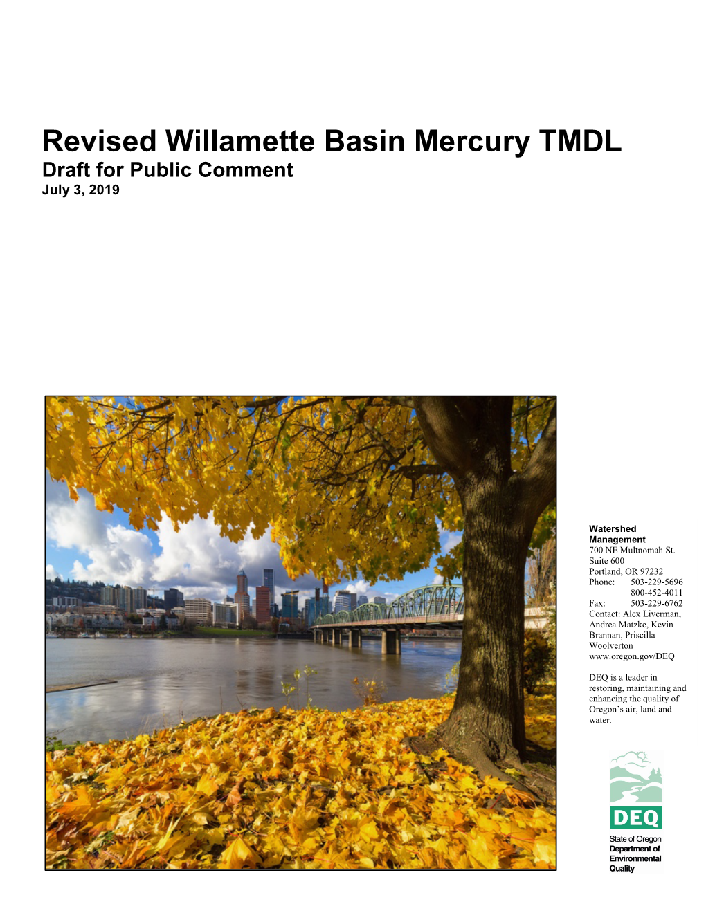 Willamette River Instream Surrogate TSS-Thg Analysis