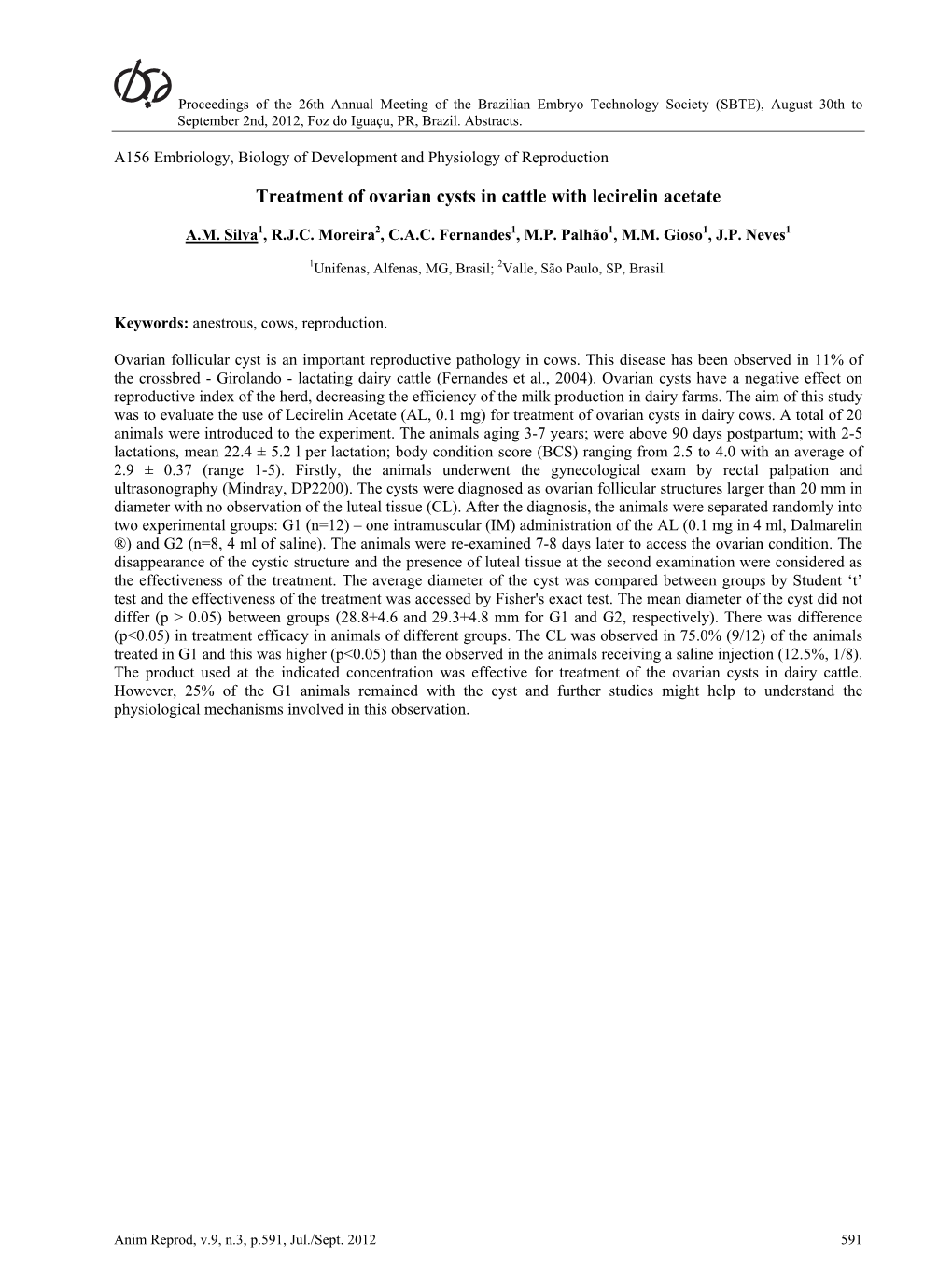 Treatment of Ovarian Cysts in Cattle with Lecirelin Acetate