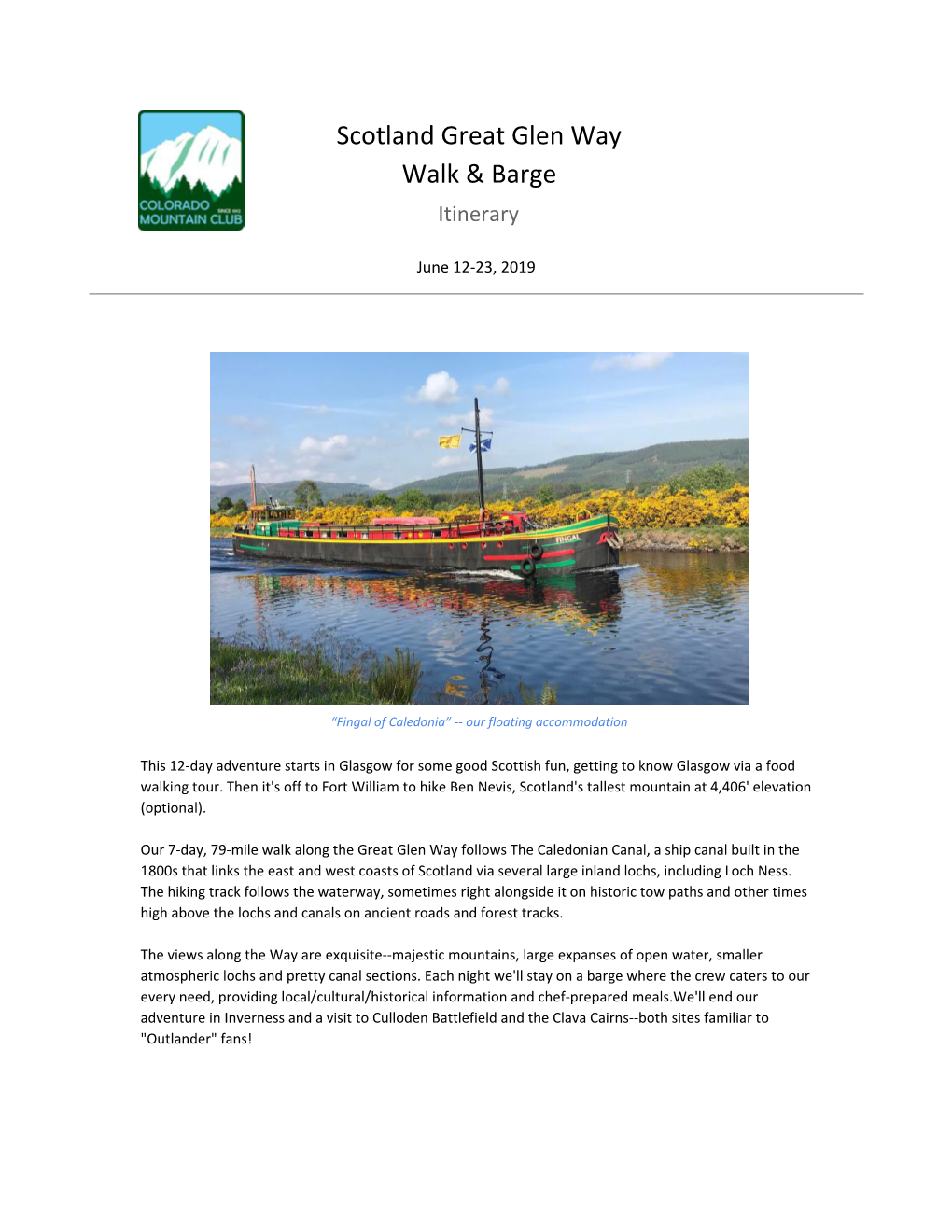 Scotland Great Glen Way Walk & Barge