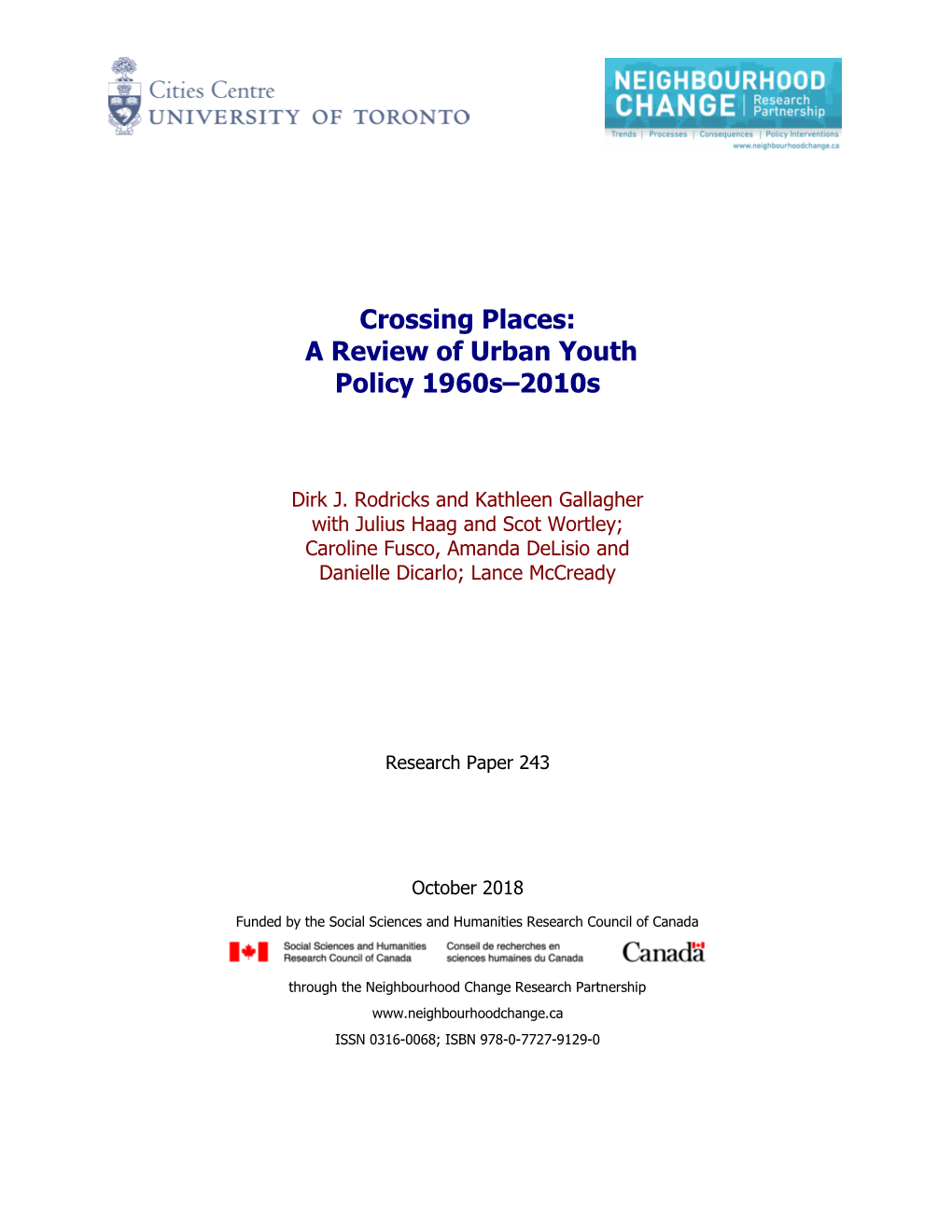Crossing Places: a Review of Urban Youth Policy 1960S–2010S