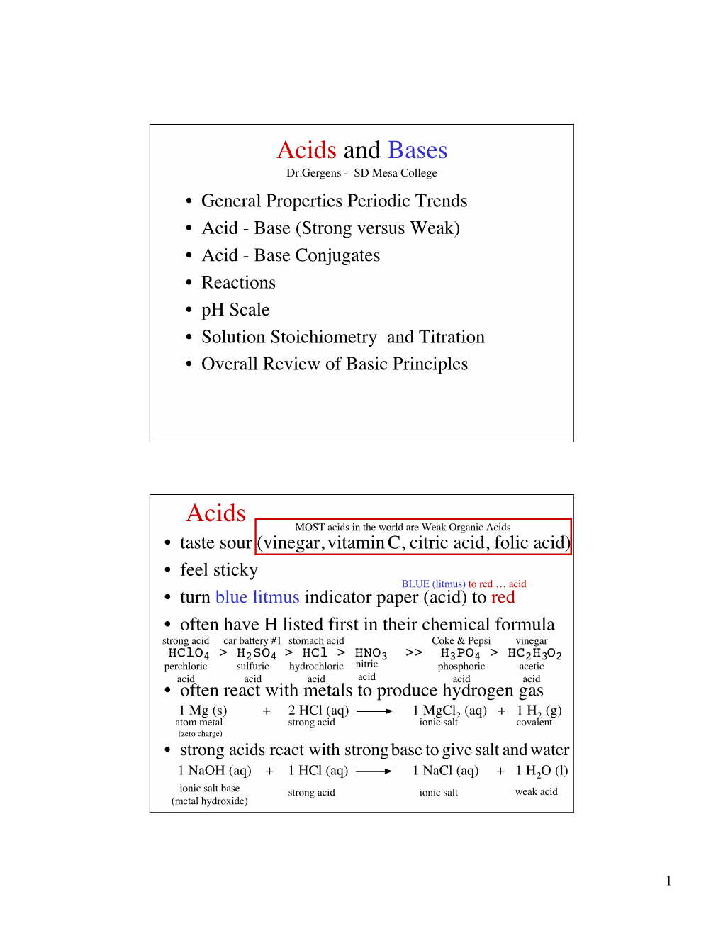 Acids and Bases Acids